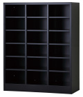 シューズロッカー（マットブラック） 18人用オープンシューズロッカー 3列6段 USL-36-MB 幅755×奥行350×高さ960mm
