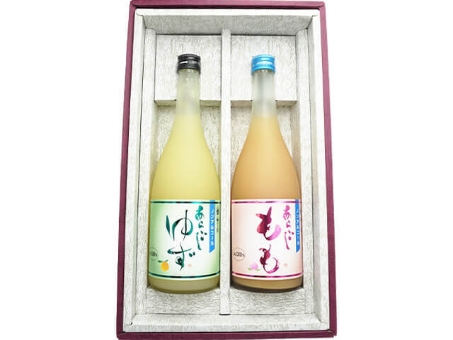 【ノンアルコール】梅乃宿（うめのやど）　あらごしゆず　＆　もも　2本ギフトセット　贈答箱付