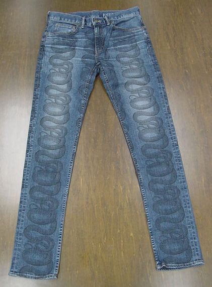 ヒステリックグラマー スネーク転写スキニーレギンス ダークグレー