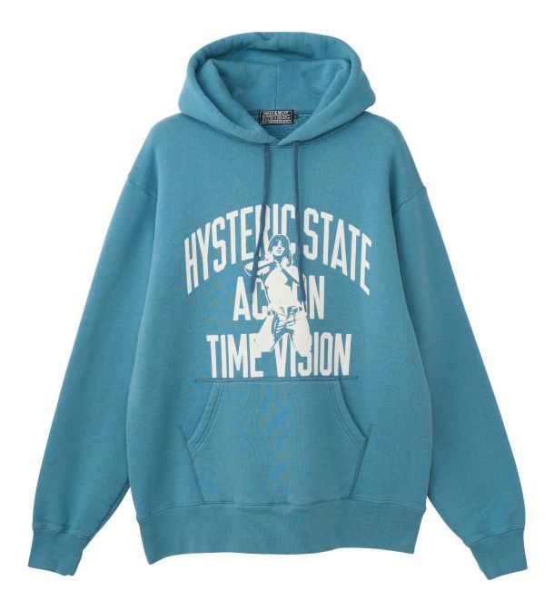 ヒステリックグラマー　パーカー　HYSロゴ　ブルー　アームロゴ　ユニセックス HYSTERIC GLAMOUR（ヒステリックグラマー） ロゴデザイン プルオーバー
