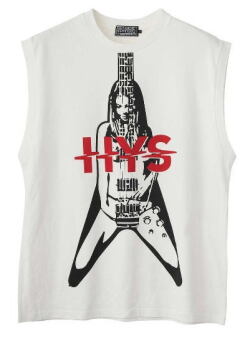 ＨＹＳＴＥＲＩＣ ＧＬＡＭＯＵＲ ヒステリックグラマー  ２０２５年・春夏新作 フライングＶ ギターガール ノースリーブTシャツ ０２２５１ＣＲ０１