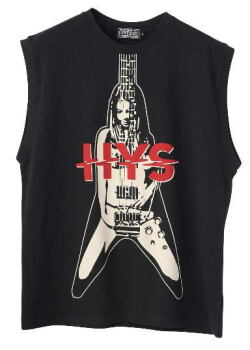 ＨＹＳＴＥＲＩＣ ＧＬＡＭＯＵＲ ヒステリックグラマー  ２０２５年・春夏新作 フライングＶ ギターガール ノースリーブTシャツ ０２２５１ＣＲ０１