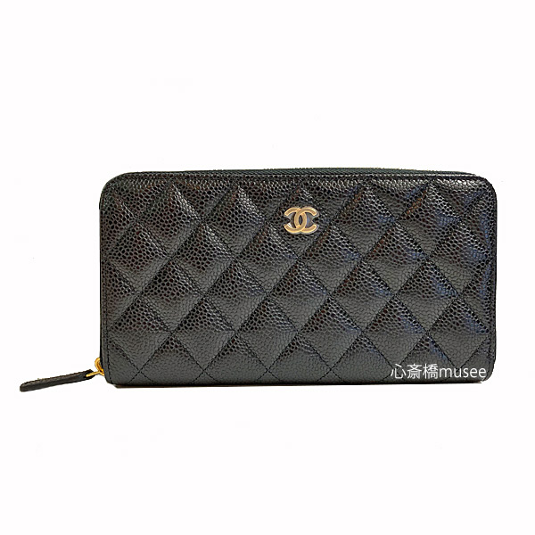 ≪新品≫CHANEL シャネル マトラッセ ジップ ウォレット 長財布 キャビアスキン 黒 ブラック ゴールド金具 AP0242 Y01864 C3906 背面ポケット グレインド カーフスキン ラウンドファスナー 箱 リボン ≪Brand new≫ CHANEL Zip Long Walette Black Gold