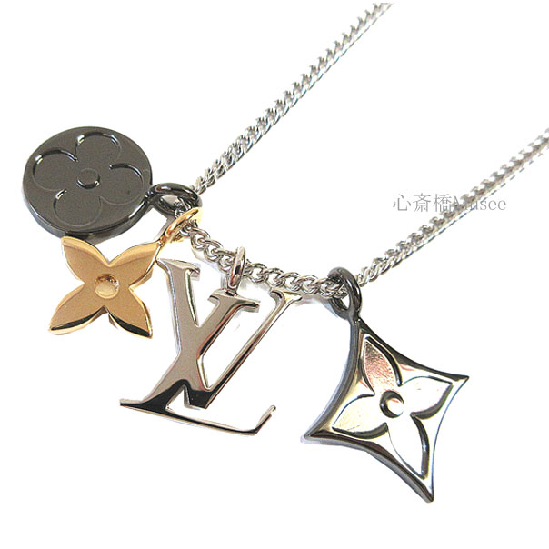 ≪新品≫LOUIS VUITTON ルイヴィトン ペンダント LVインスティンクト ネックレス M00521 モノグラム フラワー シルバー LV イニシャル ビトン LV 箱 リボン ラッピング