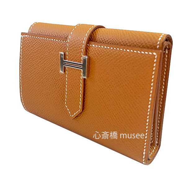 ≪ 新品 ≫ HERMES　エルメス　ベアン コンビネ 三つ折り ミニ財布 ゴールド シルバー金具 エプソン 箱 リボン ラッピング ベアンミニ U刻印 HERMES Bearn Combine Gold Silver Backle Epson 2022年製造