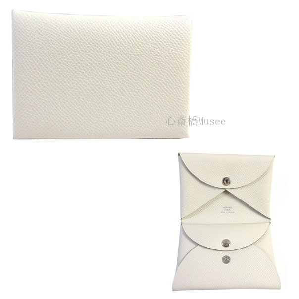≪新品≫エルメス カードケース カルヴィ デュオ クレ エプソン コインケース 名刺入れ HERMES Calvi duo Epson Craie 箱 リボン ラッピング
