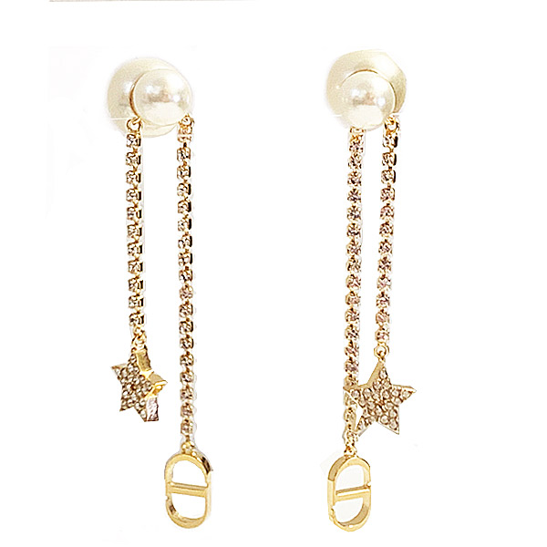 ロゴDIORクリスチャンディオールコスチュームジュエリーTRIBALESラインストーンスターCDぶら下がりラインストーンE1270TRICY_D301