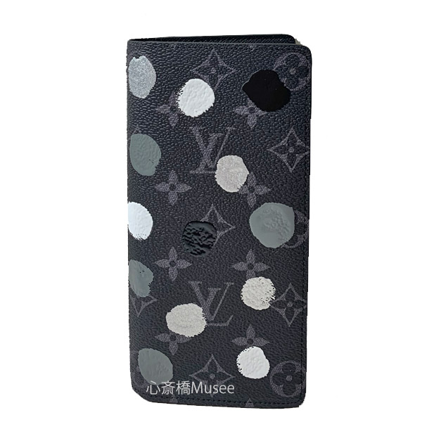 ≪ 新品 ≫ ルイヴィトン 草間彌生 コラボ LV × YK ポルトフォイユブラザ M81932 LOUIS VUITTON YAYOI KUSAMA BRAZA WALETTE Black ヴィトン エクスリブリス メンズ ドット 長財布 箱 ラッピング