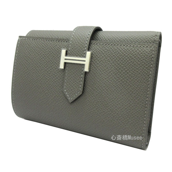 ≪ 新品 ≫ HERMES　エルメス　ベアン コンビネ 三つ折り ミニ財布 グリメイヤー シルバー金具 エプソン 箱 リボン ラッピング ベアンミニ B刻印 HERMES Bearn Combine Gris Meyer Silver Backle Epson 2023年製造