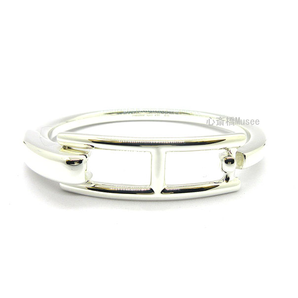 《 新品 》エルメス クラップ LG シルバー製 シルバー バングル ブレスレット 箱 リボン ラッピング HERMES CLAP LG Bracelet Silver