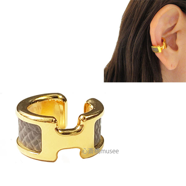 《 新品 》 エルメス イヤーカフ オランプ PM エトゥープ ゴールド　HERMES olympe Etope / gold 箱　リボン ラッピング ピアス　イヤリング
