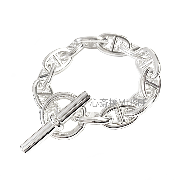 《 新品 》 エルメス シェーヌダンクル TGM 12コマ シルバー製 シルバーチェーン ブレスレット バングル HERMES 箱　リボンのラッピング Chaine Dancre Silver TGM 12M
