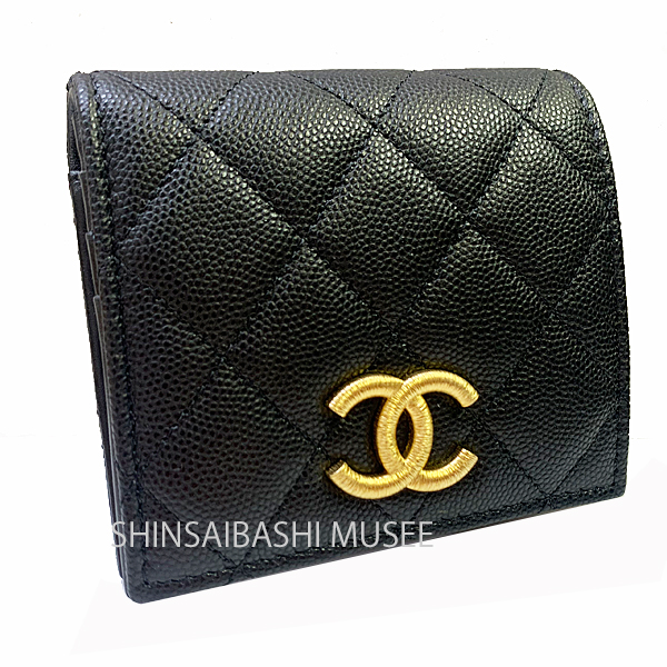 ≪ 新品 ≫ CHANEL シャネル マトラッセ 折り財布 ミニ AP3519 B13703 財布 スモール ウォレット キャビア 黒 ブラック ゴールド金具 Mini wallet Black Gold Big CCマーク