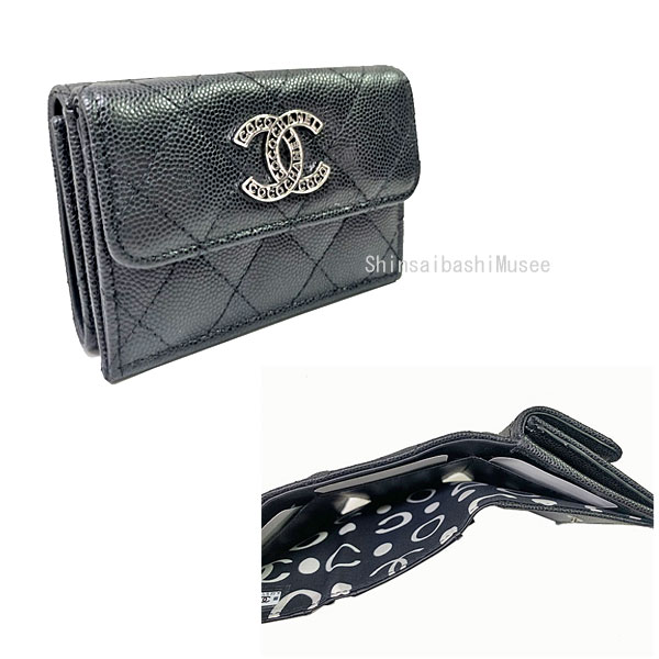 ≪新品≫シャネル CHANEL COCOシャネル スモール フラップ ウォレット 財布 ココ ブラック 黒 シルバー金具 AP3827 B15620 94305 箱 三つ折り リボン ≪BrandNew≫ CHANEL COCO Chanel Small Flap Wallet Coco Black Silver Hardware AP3827 B15620 94305 Box Trifold Ribbon