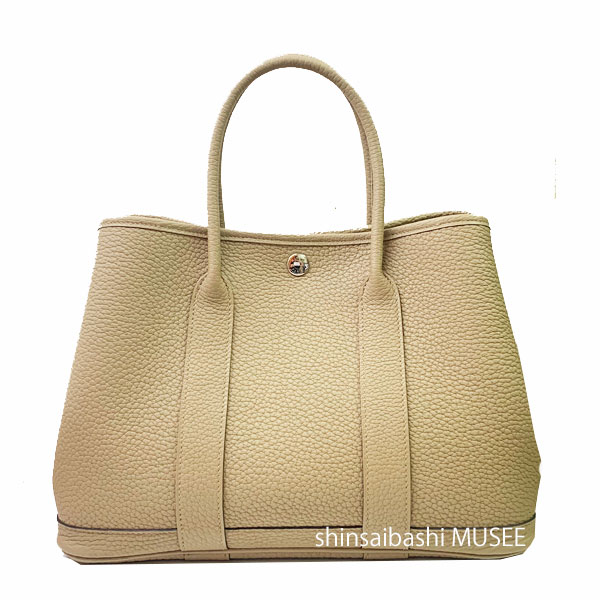 ≪ 新品 ≫ HERMES エルメス ガーデンパーティー 30 TPM ネゴンダ ベージュマルファ シルバー金具 オールレザー 型押し B刻印 箱 リボン ≪BrandNew≫ HERMES Garden Party 30 TPM Negonda Beige Marfa Silver hardware all leather Embossed B stamp Box Ribbon