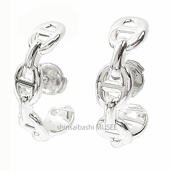 《 新品 》 エルメス シェーヌダンクル アンシェネ  ピアス シルバー製 SV925 HERMES 箱 リボン ラッピング Oreilles Chaine Dancre Ancre Silver