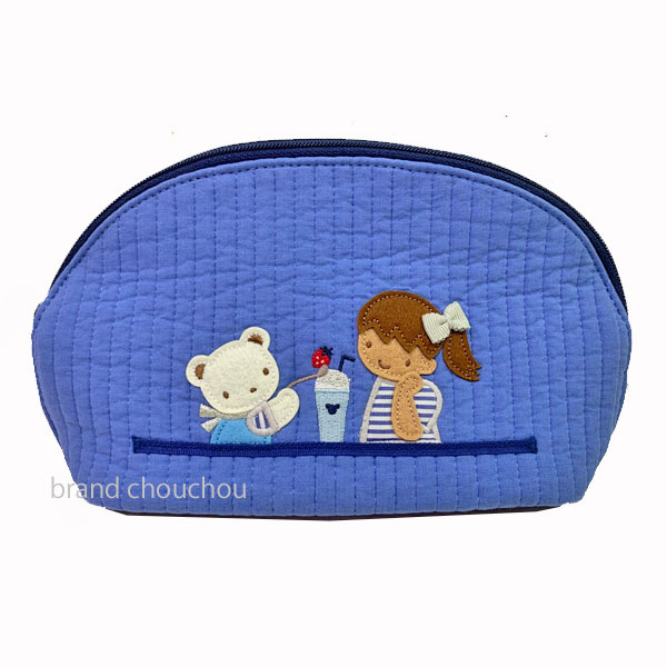 【新品】familiar ファミリア pionunnal ピオヌンナル「マエストロ」Maestro ポーチ ブルー ヌビ チェック BL