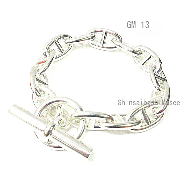 《 新品 》エルメス シェーヌダンクル GM 13コマ シルバー製 シルバーチェーン ブレスレット バングル HERMES 箱 リボン ラッピング ≪Brand new≫ HERMES Chaine d'ancre bracelet GM 13M links Silver SV925 Box Ribbon Wrapping
