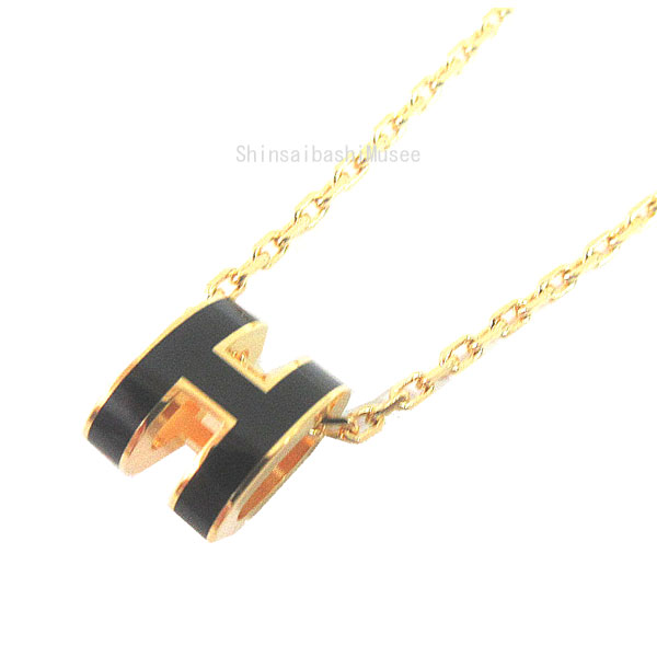 ≪ 新品 ≫エルメス ペンダント ミニ ポップアッシュ ネックレス POP.H ブラック 黒 ゴールド 箱 リボン ラッピング≪ Brand new ≫HERMES Pendant Mini Pop H Necklace POP.H Black Gold Box Ribbon Wrapping