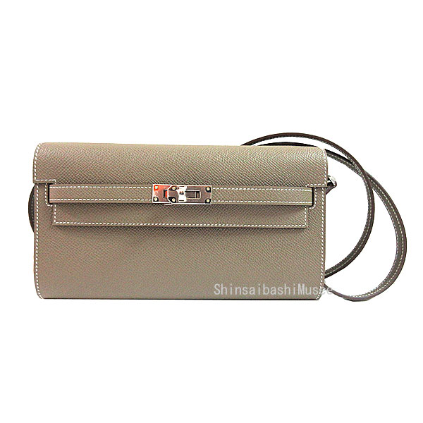 ≪ 新品 ≫ エルメス ケリー ロング トゥーゴー エトゥープ シルバー金具 エプソン ストラップ ショルダーバッグ 2WAY ポシェット 長財布 K刻印 ≪BrandNew≫ Hermes Kelly Long To-Go Etoupe Silver Hardware Epsom Strap Shoulder Bag 2WAY Pochette Long Wallet Etoupe