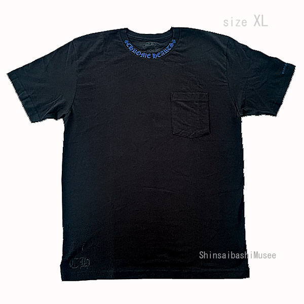 ≪新品≫正規品 クロムハーツ 2025年 メンズ Tシャツ 黒 ブラック ネックロゴ 青 ブルー XLサイズ ≪Brand new≫ CHROME HEARTS 2025 Men's T-shirt Black Neck Logo Blue XL Size
