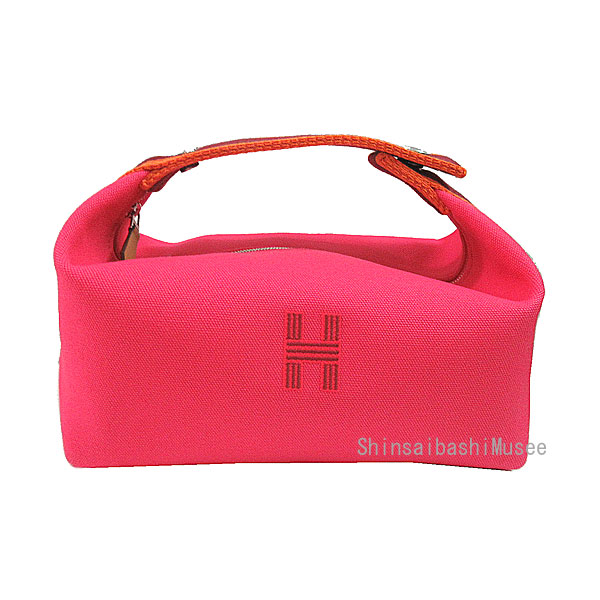 ≪新品≫ エルメス ブリッドアブラック PM ハイビスカス ピンク シルバー金具 ハンドバッグ ポーチ コットン キャンバス ≪BrandNew≫ Hermes Bride A Brac PM Hibiscus pink silver hardware handbag pouch cotton canvas