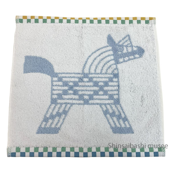 《 新品 》 エルメス ハンドタオル カレ・タオル 《アニモー・ナッテ》 ブルー・ジヴレ / ヴェール・セラドン 馬 ショッパー付き 《Brand New》 HERMES washcloth 《 Animaux Nattes 》 bleu givre / vert cladon Wrapping Shopper 