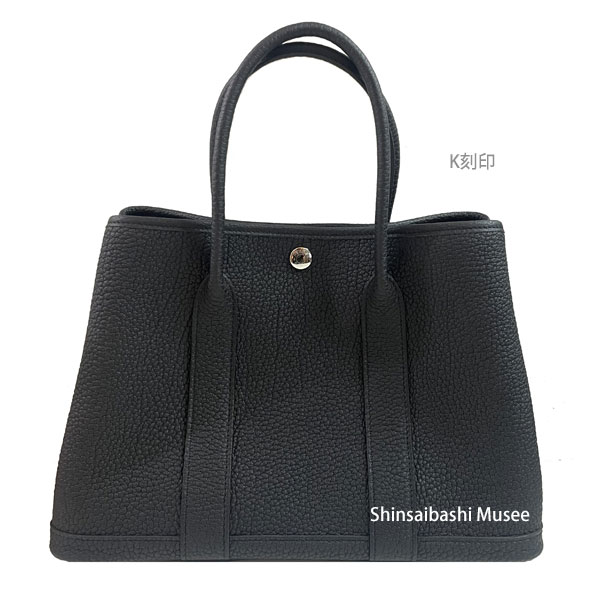 ≪ 新品 ≫ HERMES エルメス ガーデンパーティー 30 TPM ネゴンダ オールレザー 型押し 黒 ブラック K刻印