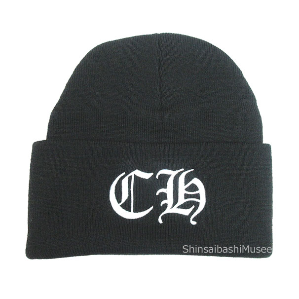 《新品》CHROMEHEARTS クロムハーツ CHロゴ ワッチキャップ ニット帽 ブラック 黒 ビーニー ショッパー 正規品 ≪Brand new≫Chrome Hearts CH logo watch cap knit hat black beanie Authentic