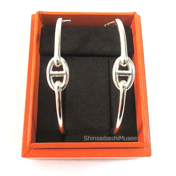 《新品》エルメス「ブトン ドレイユ サ アンシェネ」ピアス シルバー製 SV925 シェーヌダンクル 箱 リボン ラッピング ≪Brandnew≫HERMES Boutons doreilles ca Enchaine earrings in silver SV925 chaine dacre rappinng