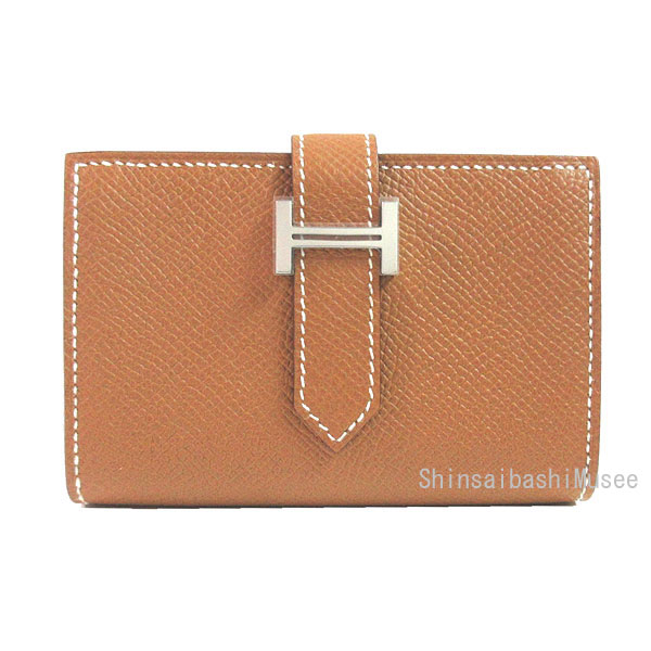 ≪ 新品 ≫ エルメス ベアン ミニ ゴールド シルバー金具 箱付き ラッピング ベアンミニ ミニ財布 カードケース コインケース Wallet Bearn Mini Gold Epson Silver Backle　Bland New