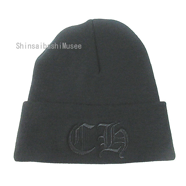 《新品》CHROMEHEARTS クロムハーツ CHロゴ ワッチキャップ ニット帽 黒 ブラックロゴ ビーニー 正規品≪Brand new≫Chrome Hearts CH logo watch cap knit black logo beanie Authentic