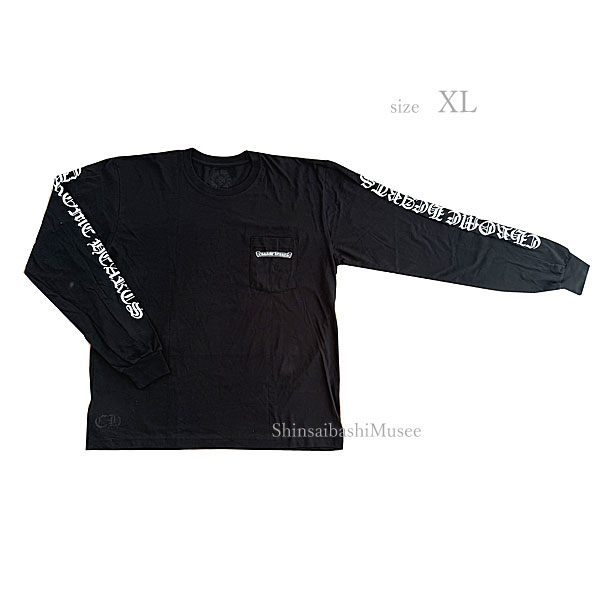 ≪新品≫正規品 クロムハーツ メンズ ロング Tシャツ 長袖 黒 ブラック ホワイトロゴ XLサイズ ≪Brand new≫ CHROME HEARTS Men's Long-sleeve T-shirt PKT CREW Black White Logo XL Size Authentic