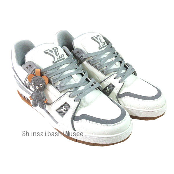 ≪新品≫エルメスバウンシングスニーカーオールレザーローカットホワイト白ブラック黒42.5サイズ27.5cmメンズシューズ箱リボン