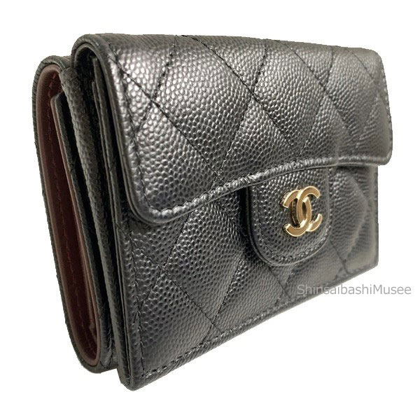 ≪新品≫シャネル スモールフラップウォレット 折り財布 キャビア マトラッセ ミニ 黒 ブラック ゴールド金具 AP0230 B10583 C3906 箱 リボン ≪Brand new≫ Chanel Small Flap Wallet Caviar Mini Black Gold Hardware Box Ribbon