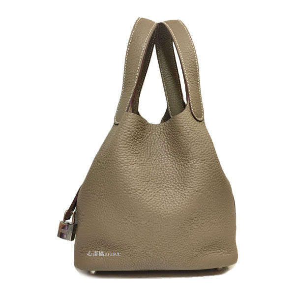 ≪ 新品 ≫ エルメス ピコタン ロック 18 PM エトープ シルバー金具 トリヨンクレマンス エトゥープ W刻印 PICOTIN LOCK 18 ETOPE Taurillon Clemence Silver Gray Hermes