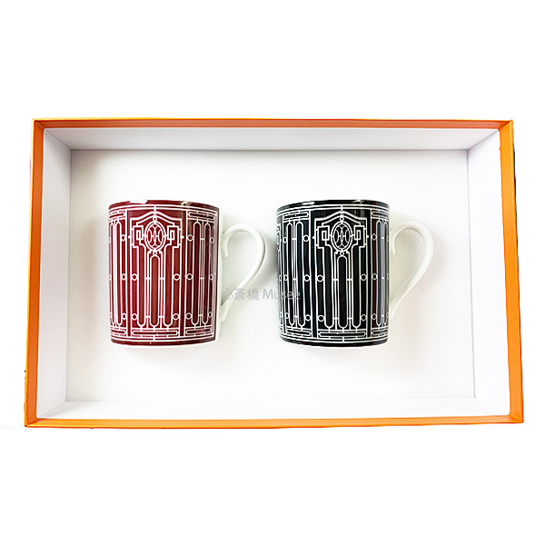 ≪ 新品 ≫ HERMES エルメス マグカップ　ペア　Hデコ　シリーズ 300ml HERMES　Magu Hdeco pair black / Rouge  ブラック　ルージュ プレゼント　レア！