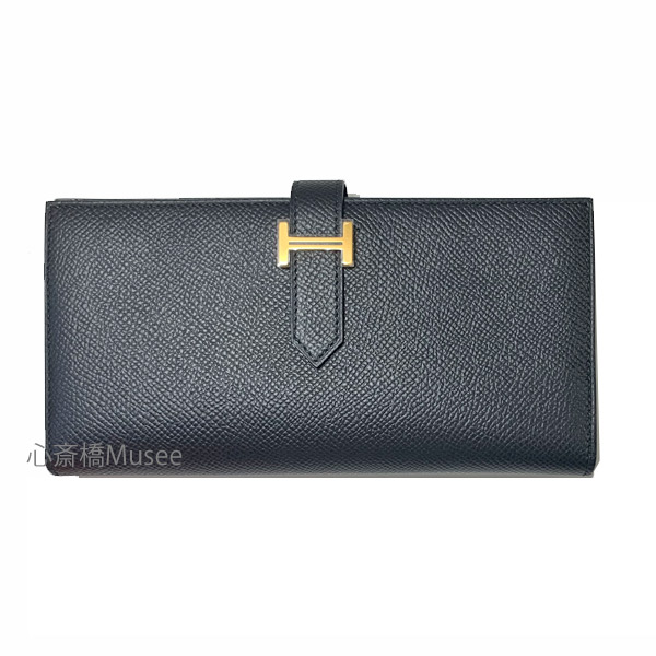 ≪新品≫ HERMES　エルメス　ベアンスフレ エプソン 黒 ゴールド金具 箱 リボン ラッピング Z刻印 HERMES Bearn Souffle Black Gold Backle Epson