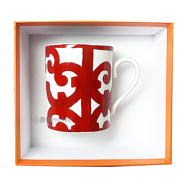 ≪新品≫HERMES エルメス マグカップ　ガダルキヴィール　シリーズ No1 300ml HERMES　Magu GUADALQUIVIR White / Red プレゼント　レア！　ホワイト/レッド 赤 白