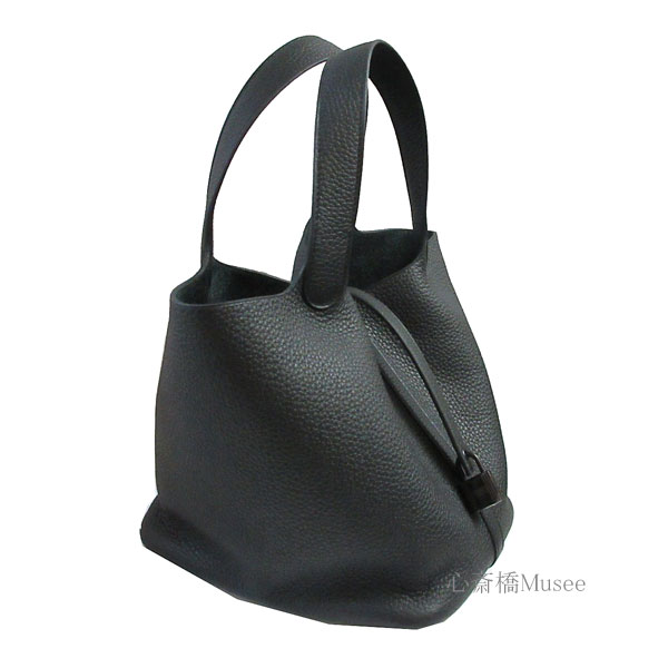 ≪新品≫HERMES エルメス ピコタン ロック モノクローム MM ソーブラック 黒 ブラック金具 トリヨンクレマンス  HERMES　Picotin Lock Monochrome bag MM　So-black Clemence leather　Black hardware 箱 リボン ラッピング