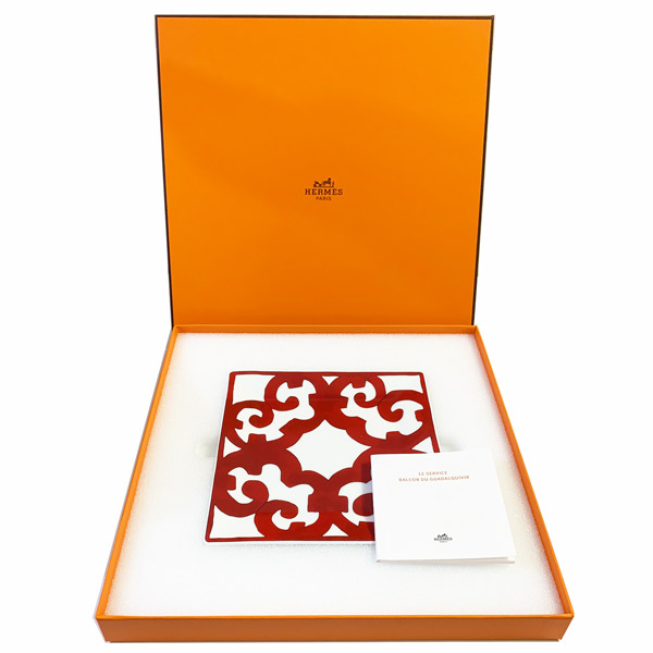 エルメス ガダルキヴィール レッド プチカレ スクエアプレート×3 エルメス HERMES スクエアプレート 3枚セット プチカレ