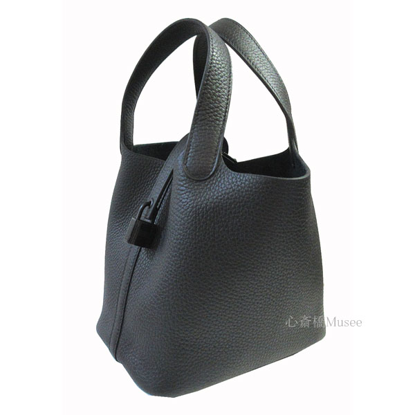 ≪新品≫HERMES エルメス ピコタン ロック モノクローム PM ソーブラック 黒 ブラック金具 トリヨンクレマンス  HERMES Picotin Lock Monochrome bag PM　So-black Clemence leather　Black hardware 箱 リボン ラッピング