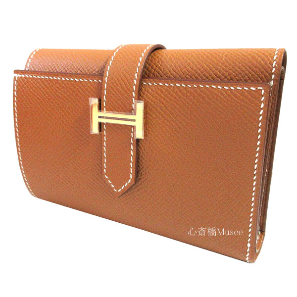 エルメス HERMES べアン 長財布 財布 ブラウン 上がり ゴールド 箱