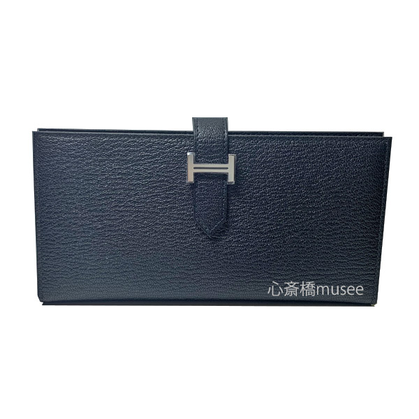 ≪ 新品 ≫ HERMES　エルメス　ベアンスフレ 黒 ブラック ノワール シルバー金具 シェーブル 箱 リボン ラッピング ヤギ革 B刻印 HERMES Bearn Souffle Chevre Myzore Black Noir Silver Backle