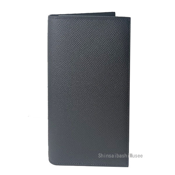 ≪Brand new≫ HERMES Men's Long Wallet MC2 Fleming Long Wallet Black Epson All Leather Black Box Ribbon Wrapping W Engraving≪ 新品 ≫ エルメス メンズ 長財布 MC2 フレミング ロング ウォレット 黒 エプソン オールレザー 黒 箱 リボン ラッピング W刻印 