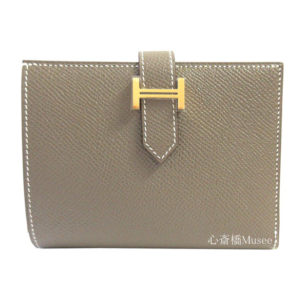 ≪ 新品 ≫ エルメス ベアン コンパクト エプソン エトゥープ  ゴールド金具 B刻印 箱付きラッピング Wallet Bearn Compact Veau Epson Etope Gold Backle brand new