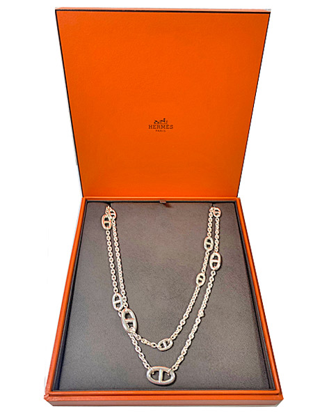 新品 》 エルメス ロングネックレス ファランドール 120 シルバー製  
