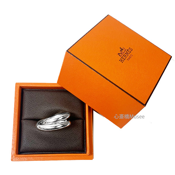 《 新品 》 エルメス ヴェルティージュ リング 52 (日本サイズ 12号) シルバー製 SV925 HERMES 箱 リボン ラッピング 2連 Hermes Vertige ring 52size Silve Ring Brand New 　　
