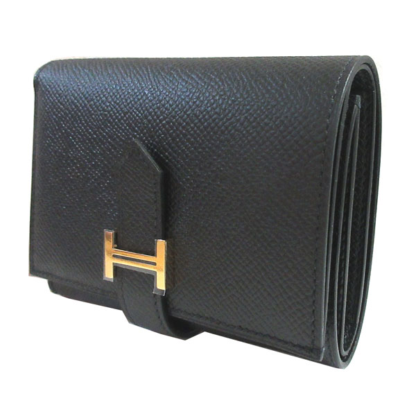 ≪新品≫ HERMES エルメス ベアン コンビネ 三つ折り ミニ財布 黒  