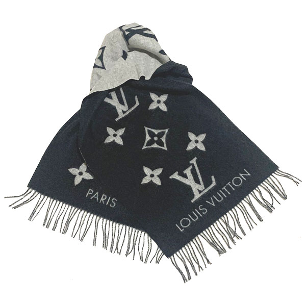 LOUIS ぐす VUITTON カシミヤ100% ポンチョ ストール ブラック